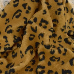 Tissu Fausse Fourrure Sherpa Feligrou à motif léopard fond Camel - OEKO TEX
