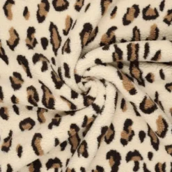 Tissu Fausse Fourrure Sherpa à motif léopard fond écru - OEKO TEX