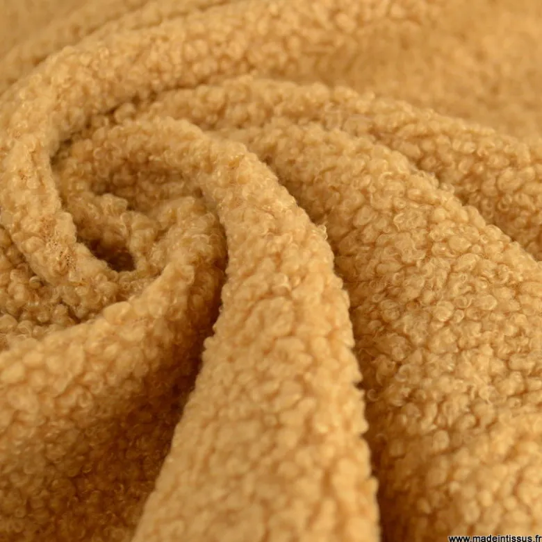 Tissu fausse fourrure Teddy Bouclette Camel - OEKO TEX