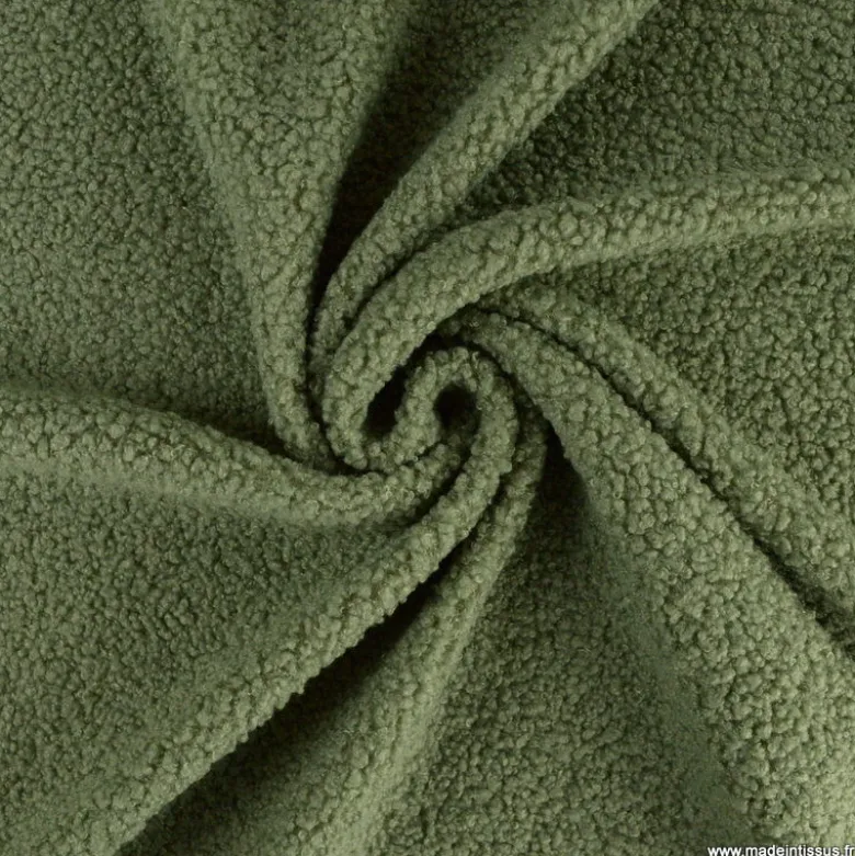Tissu fausse fourrure Teddy Bouclette vert fougère - OEKO TEX