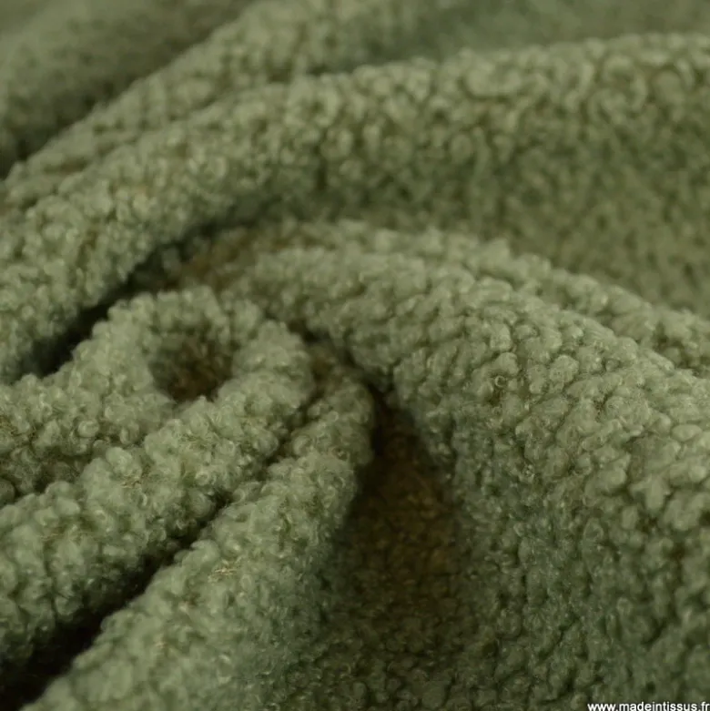 Tissu fausse fourrure Teddy Bouclette vert fougère - OEKO TEX