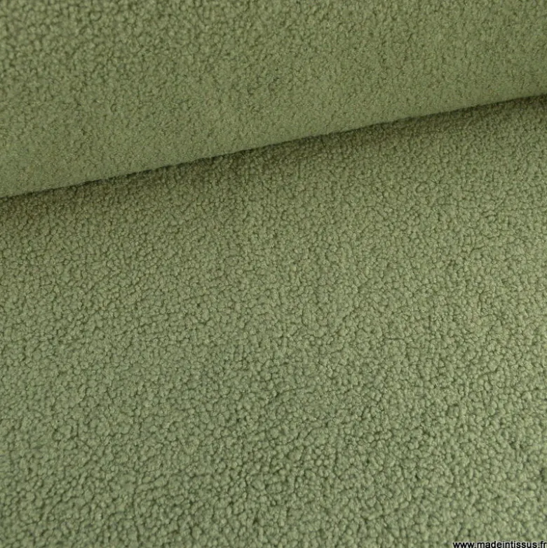 Tissu fausse fourrure Teddy Bouclette vert fougère - OEKO TEX