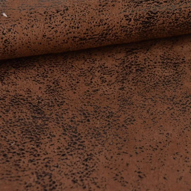 Tissu Faux cuir aspect vieilli marron