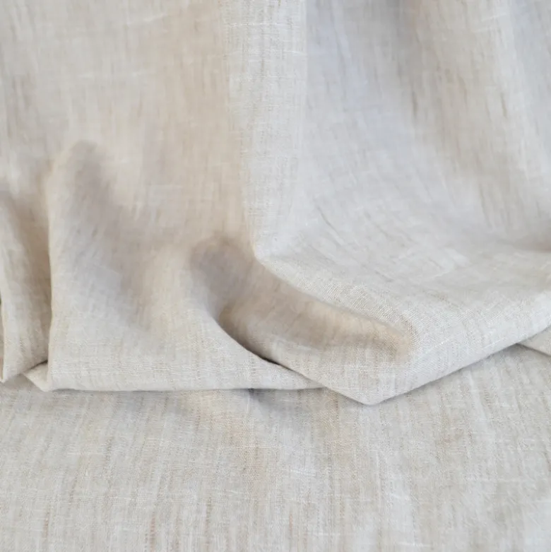 Tissu fluide polyester aspect Lin - Beige