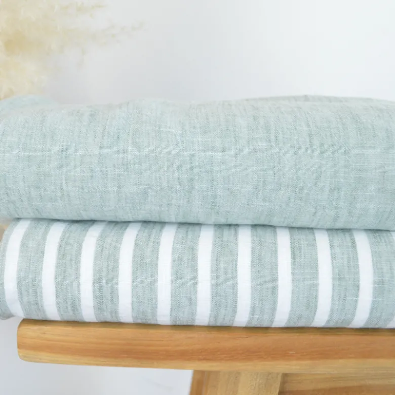 Tissu fluide polyester aspect Lin - vert olive