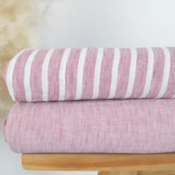 Tissu fluide polyester aspect Lin - Vieux rose