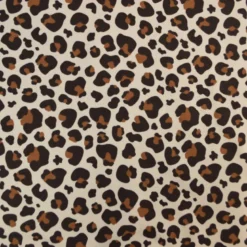 Tissu French Terry coton – Motif léopard caramel fond écru