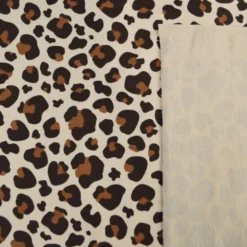 Tissu French Terry coton – Motif léopard caramel fond écru