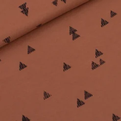 Tissu french terry motifs triangles fond camel - See you at Six