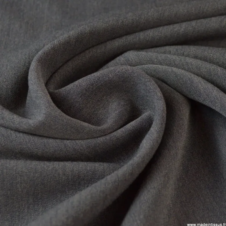Tissu gabardine bi stretch - Gris anthracite