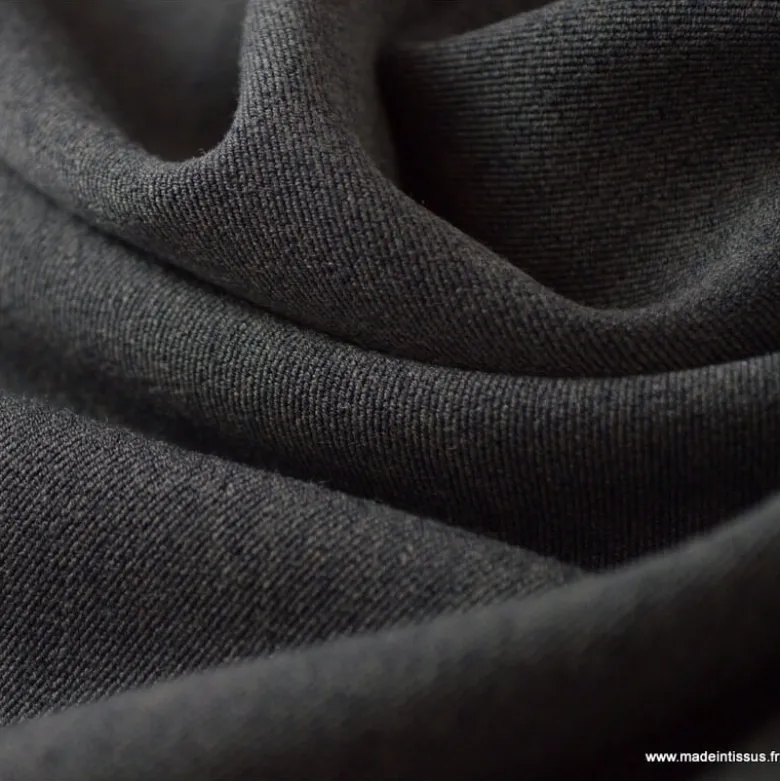 Tissu gabardine bi stretch - Gris anthracite