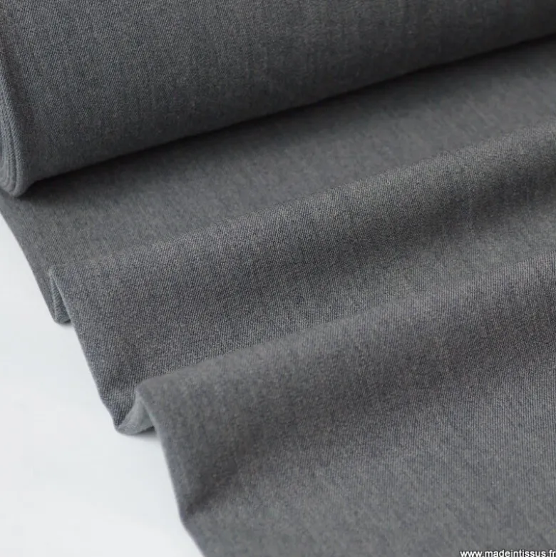 Tissu gabardine bi stretch - Gris anthracite