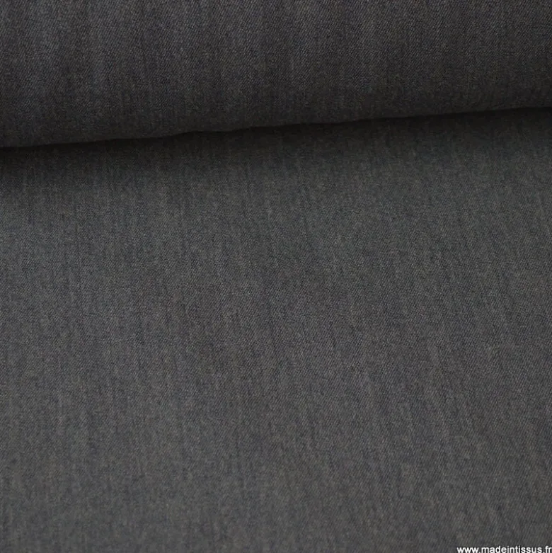 Tissu gabardine bi stretch - Gris anthracite