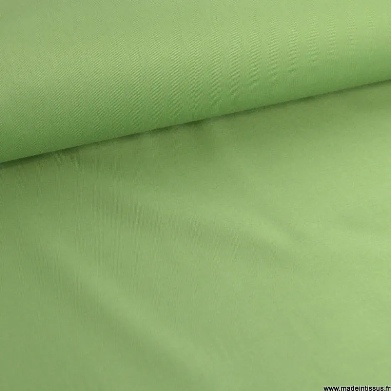 Tissu gabardine de coton coloris vert Ortie - OEKO TEX