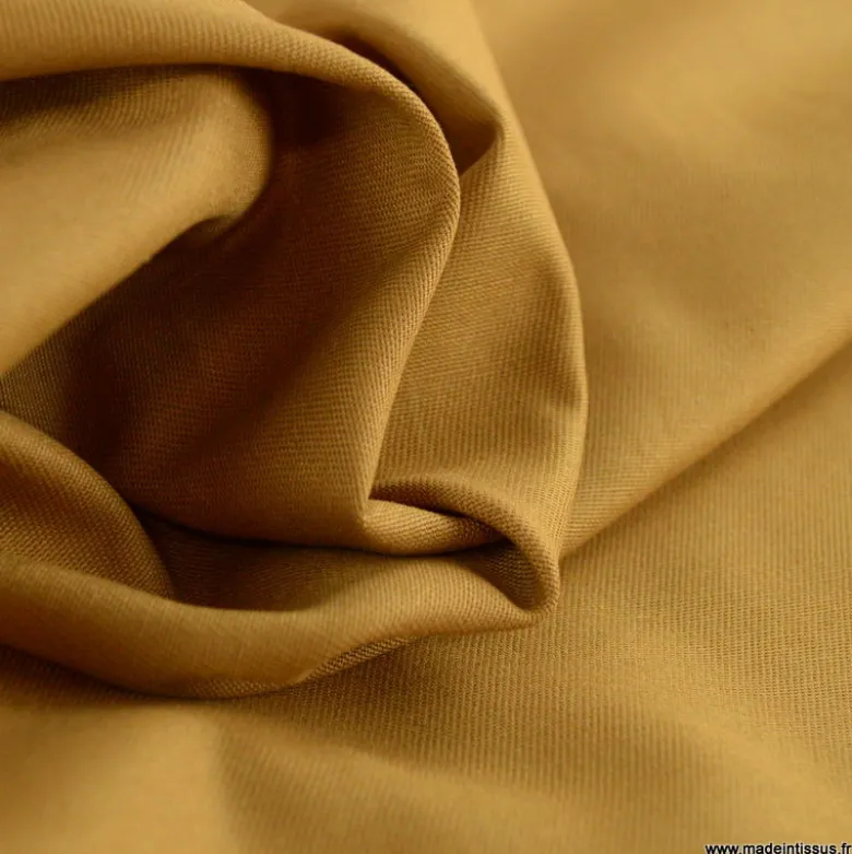 Tissu gabardine de coton coloris Havane - OEKO TEX