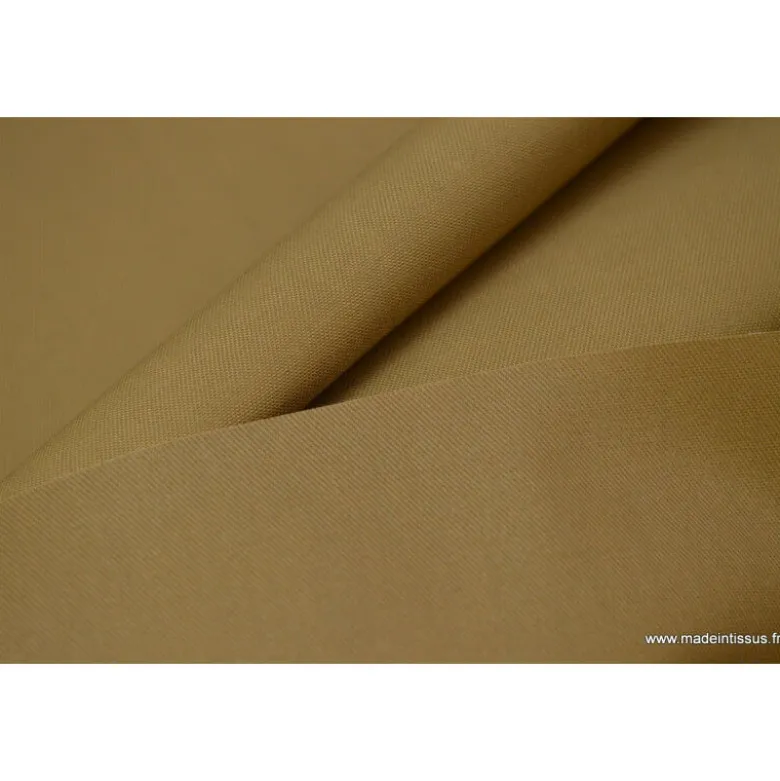 Tissu Gabardine enduite étanche camel.