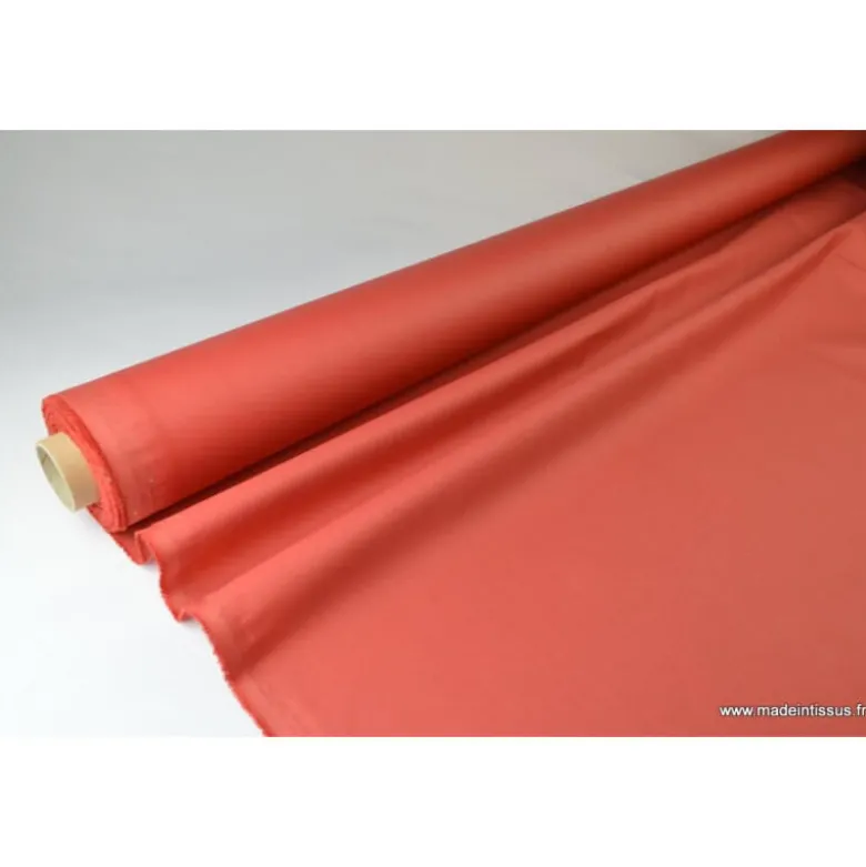 Tissu Gabardine enduite étanche tomette.
