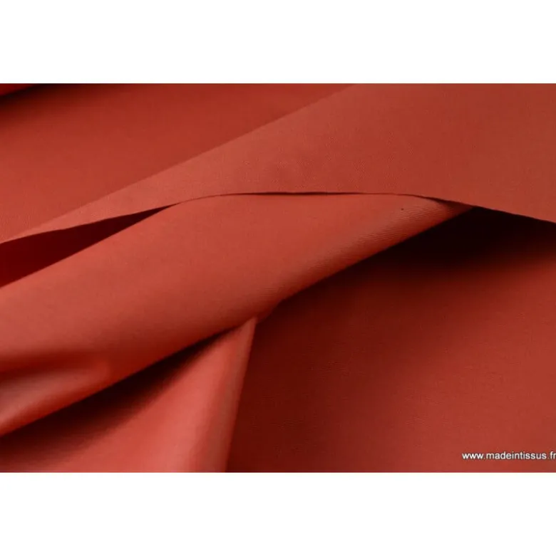 Tissu Gabardine enduite étanche tomette.
