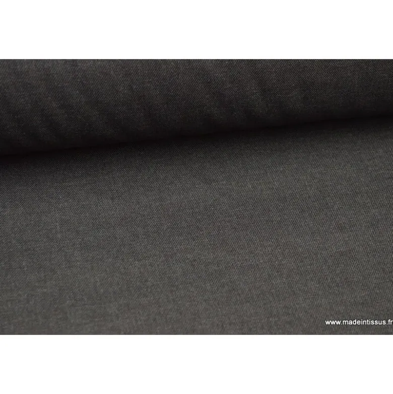 Tissu gabardine polyester viscose enduite étanche anthracite