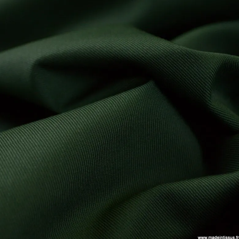 Tissu gabardine sergé coloris Kaki clair - OEKO TEX