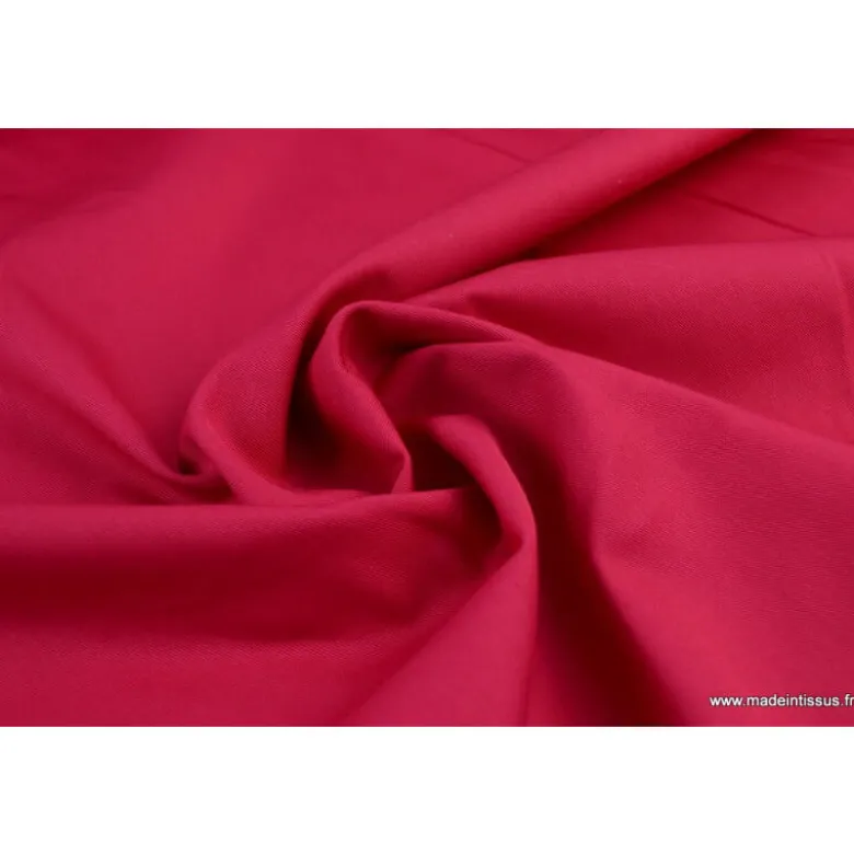 Tissu gabardine sergé coloris Rose Fuchsia - OEKO TEX