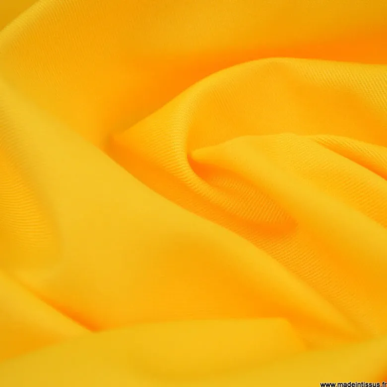Tissu gabardine sergé polyester coton coloris Jaune - OEKO TEX