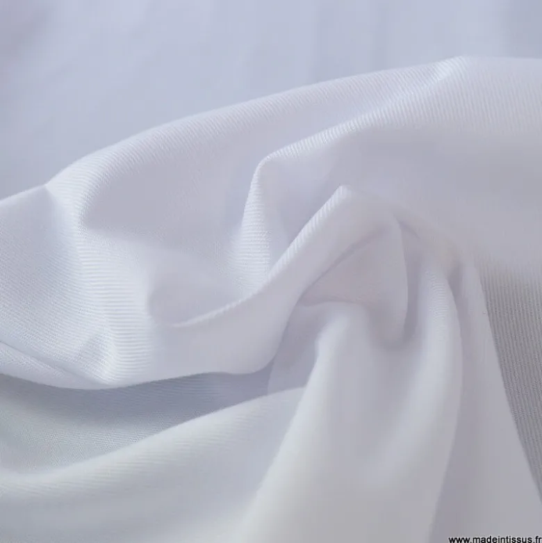 Tissu gabardine sergé polyester coton coloris blanc - OEKO TEX