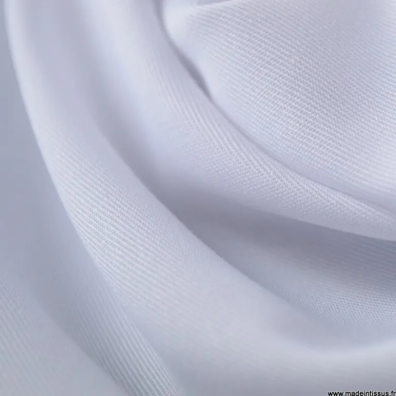 Tissu gabardine sergé polyester coton coloris blanc - OEKO TEX