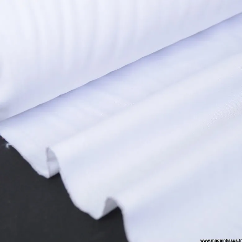 Tissu gabardine sergé polyester coton coloris blanc - OEKO TEX