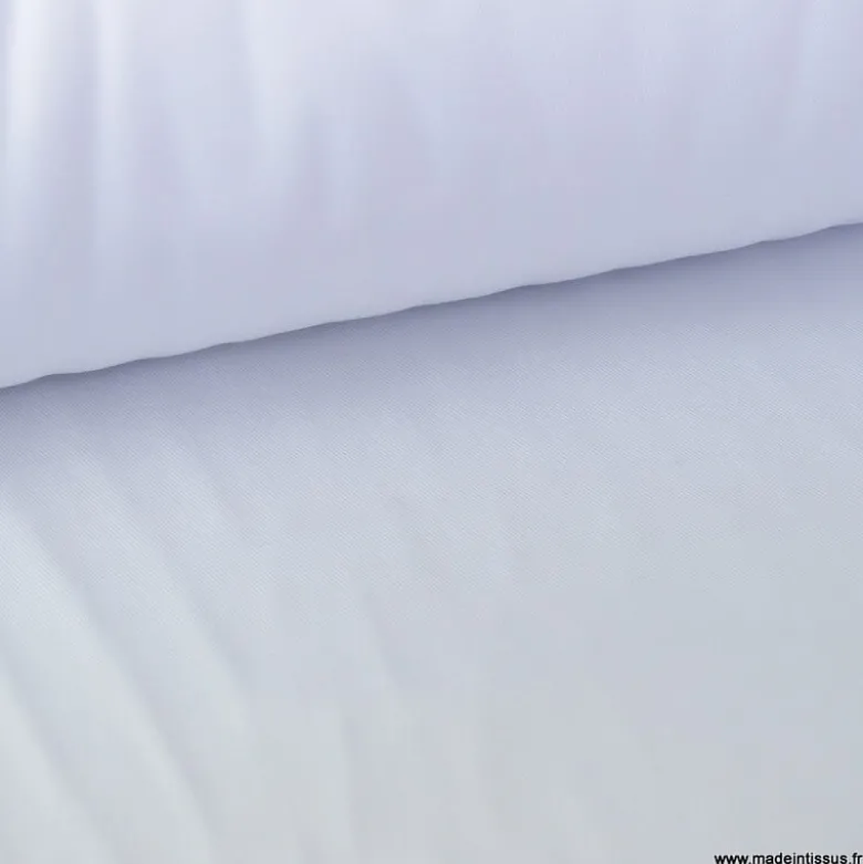 Tissu gabardine sergé polyester coton coloris blanc - OEKO TEX