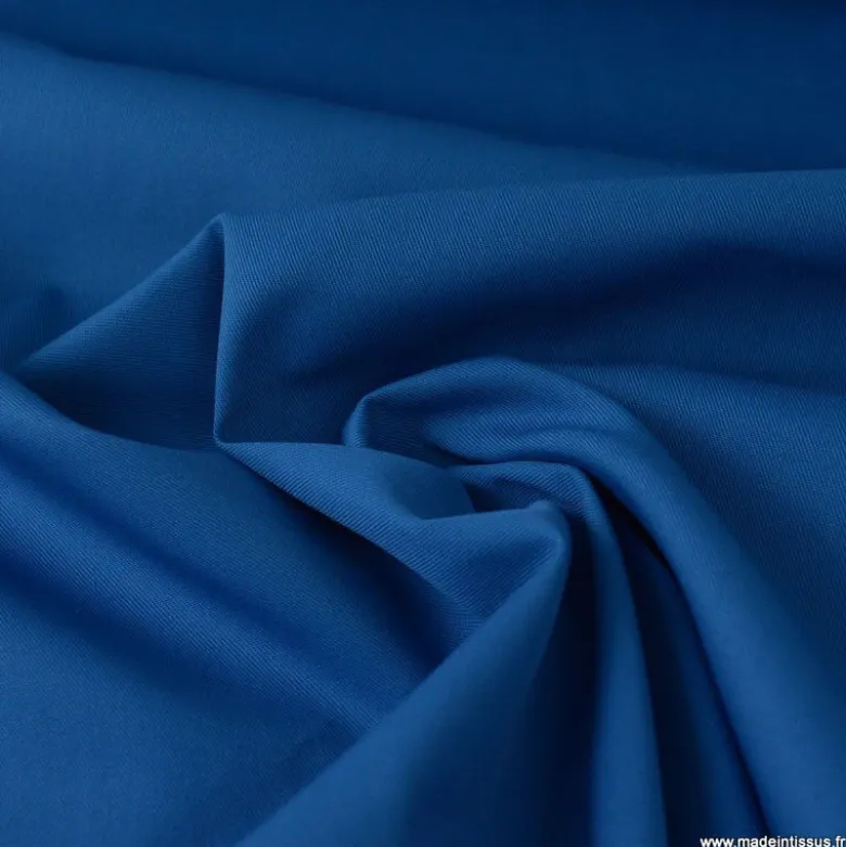 Tissu gabardine sergé polyester coton coloris petrole - OEKO TEX