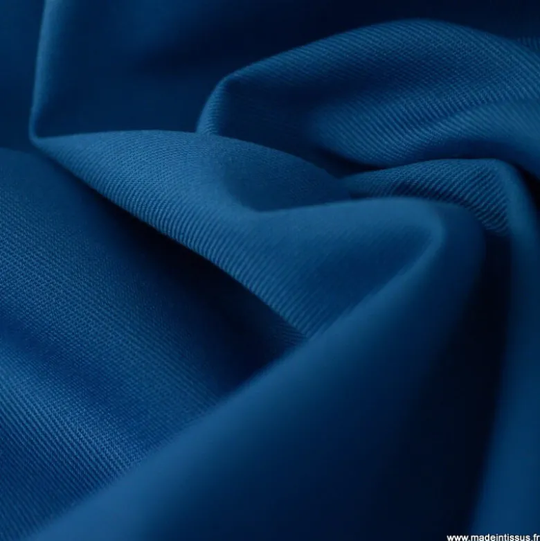 Tissu gabardine sergé polyester coton coloris petrole - OEKO TEX