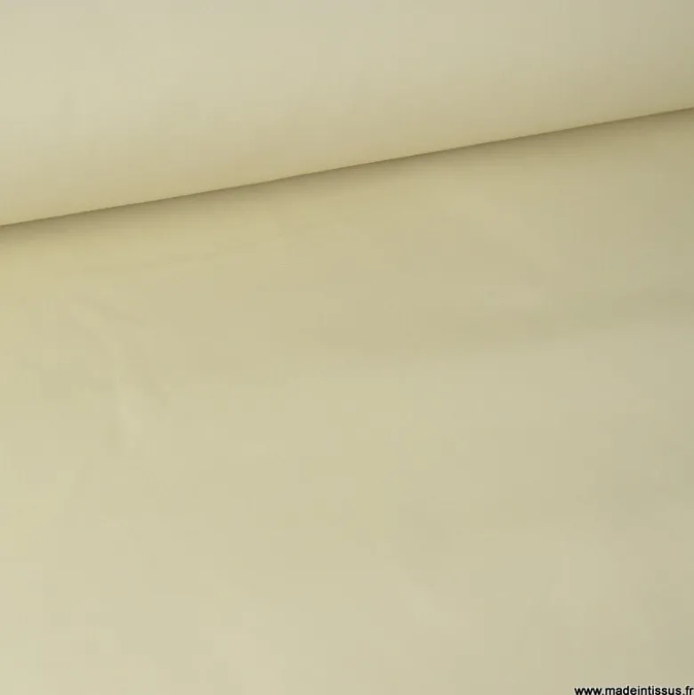 Tissu gabardine sergé polyester coton coloris écru - OEKO TEX