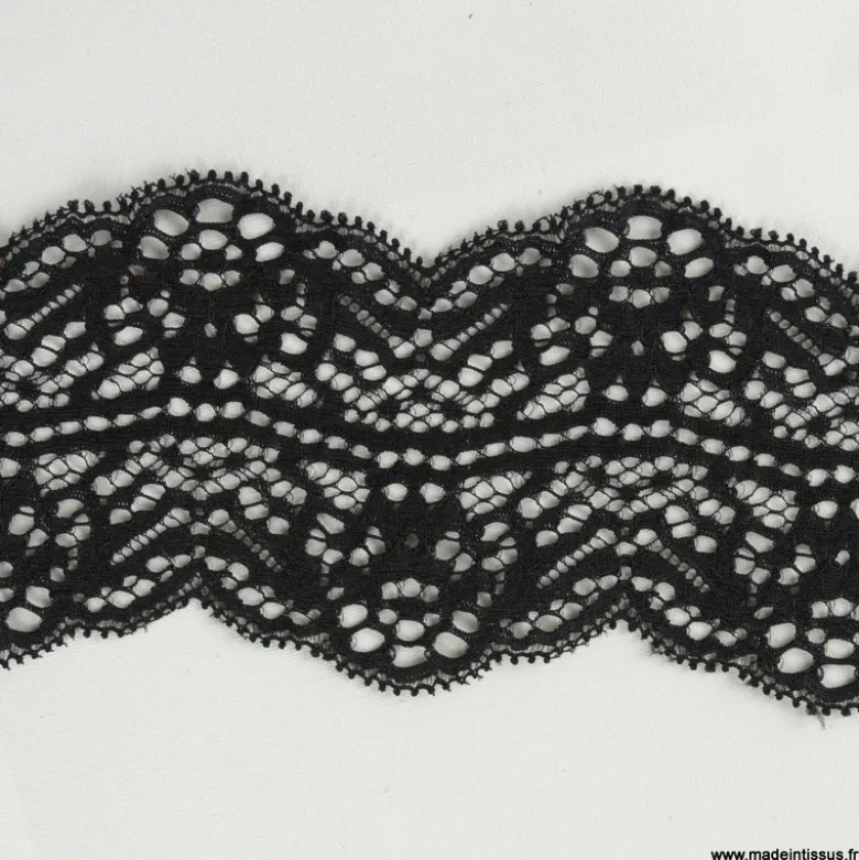 Tissu Galon dentelle elastique noir 7,8cm