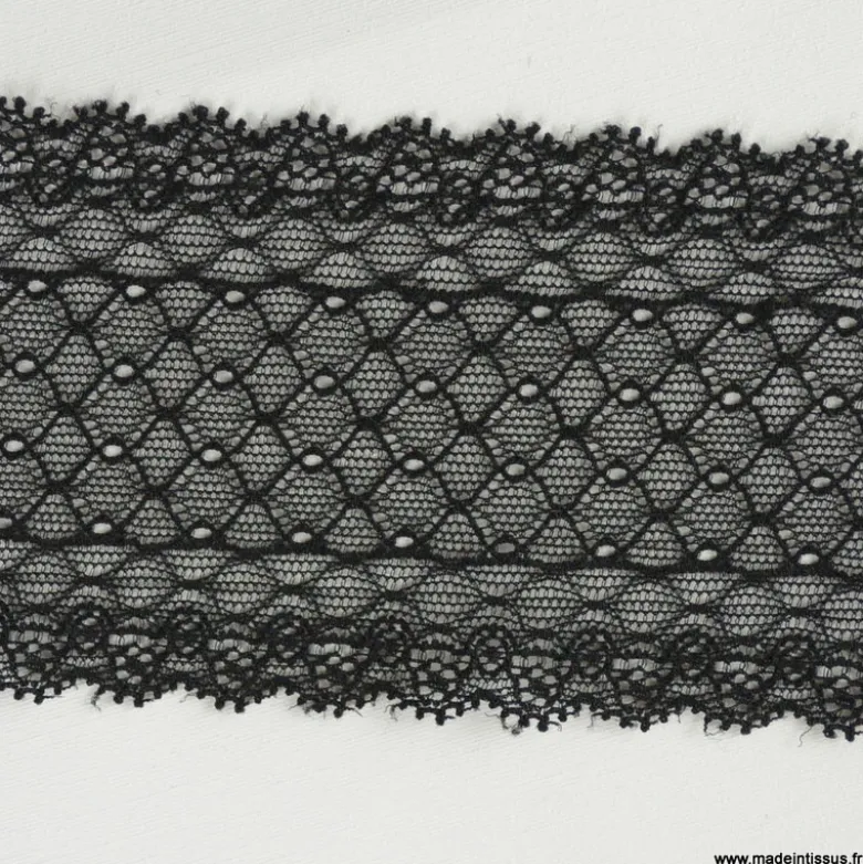 Tissu Galon dentelle elastique noir 7.7cm