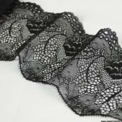 Tissu Galon dentelle elastique noir 9cm