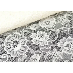 Tissu Galon dentelle ivoire .