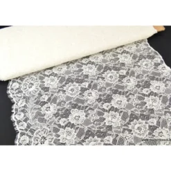 Tissu Galon dentelle ivoire .