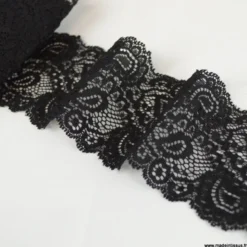 Tissu Galon dentelle Lisa lycra noir 7,5cm