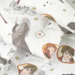 Tissu Harry Potter team Dumbledore fond blanc