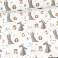 Tissu Harry Potter team Dumbledore fond blanc