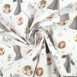 Tissu Harry Potter team Dumbledore fond blanc