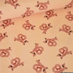 Tissu imperméable Alsachien type ciré motif bretzel chiens
