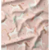 Tissu imperméable Coline type ciré motif licornes fond rose