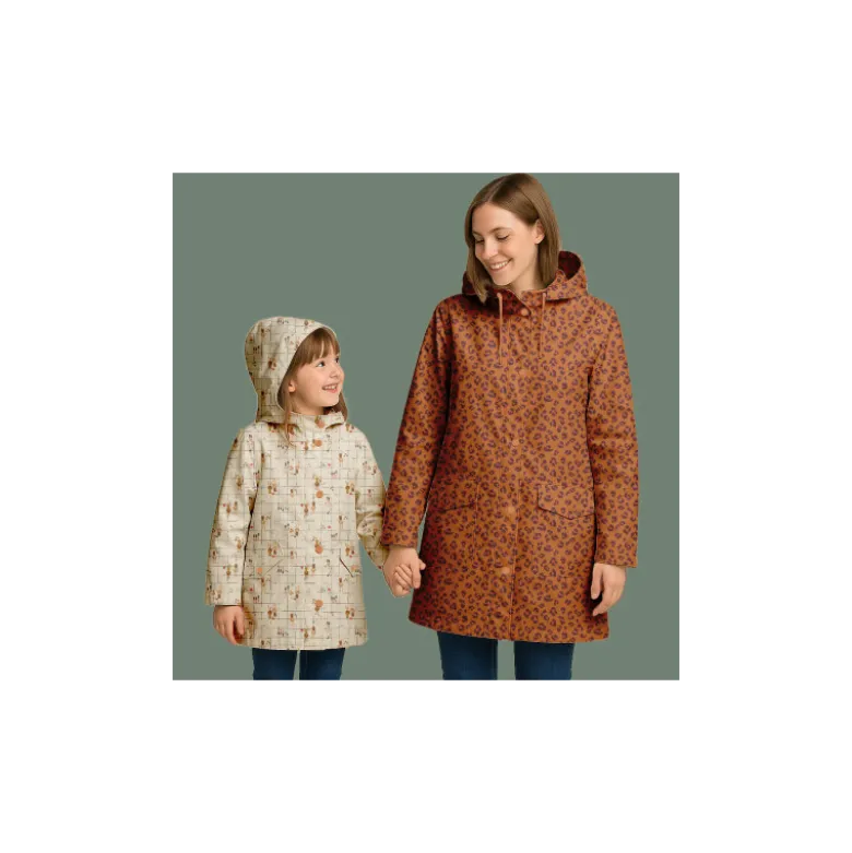 Tissu imperméable Ilapio type ciré motif lapins fond écru
