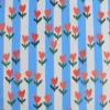 Tissu imperméable Tulipes type ciré de pluie motif fleurs et rayures