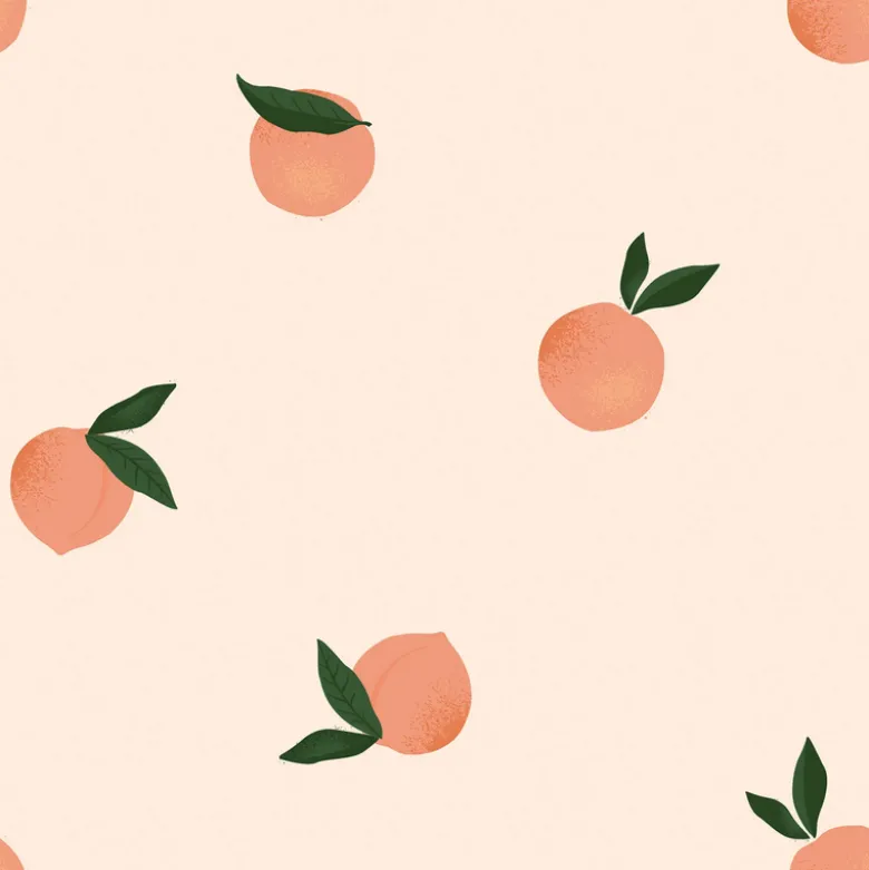 Tissu imperméable type ciré motif fruits fond rose clair