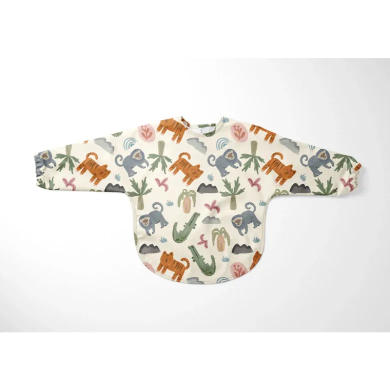 Tissu imperméable type ciré motif animaux de la Savane fond blanc cassé
