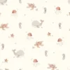 Tissu imperméable type ciré motif animaux de la mer fond blanc cassé