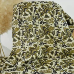 Tissu Indien Block Print Anegundi fond lin